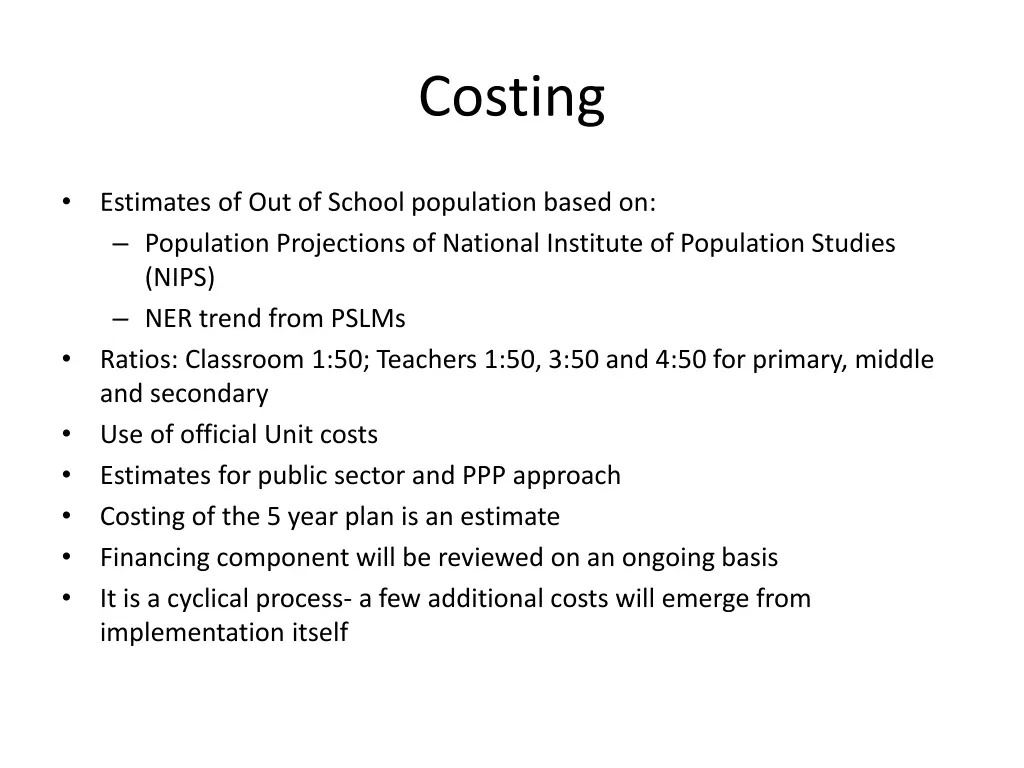 costing 1