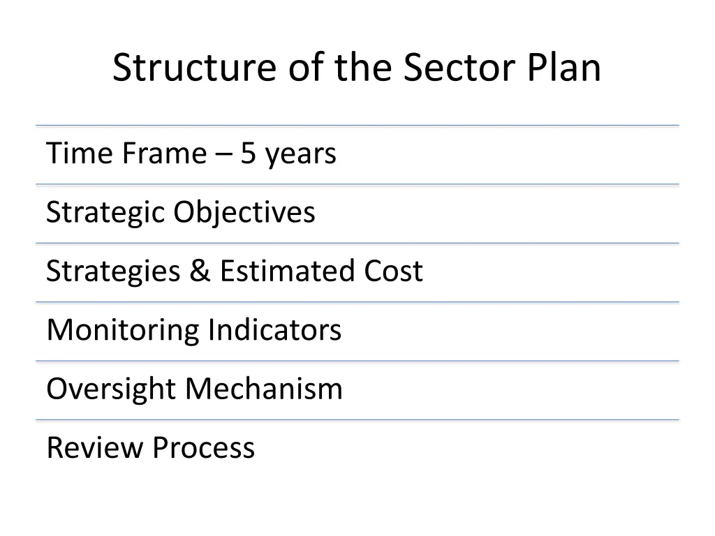 structure of the sector plan