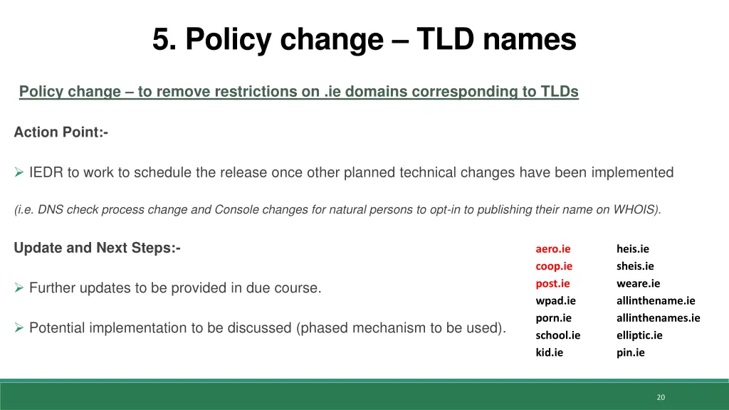 5 policy change tld names