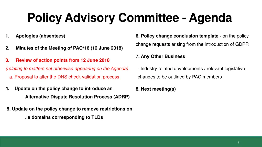 policy advisory committee agenda