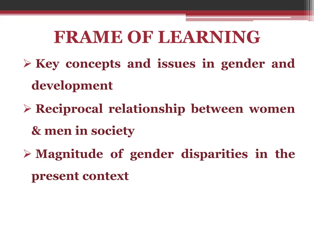 frame of learning