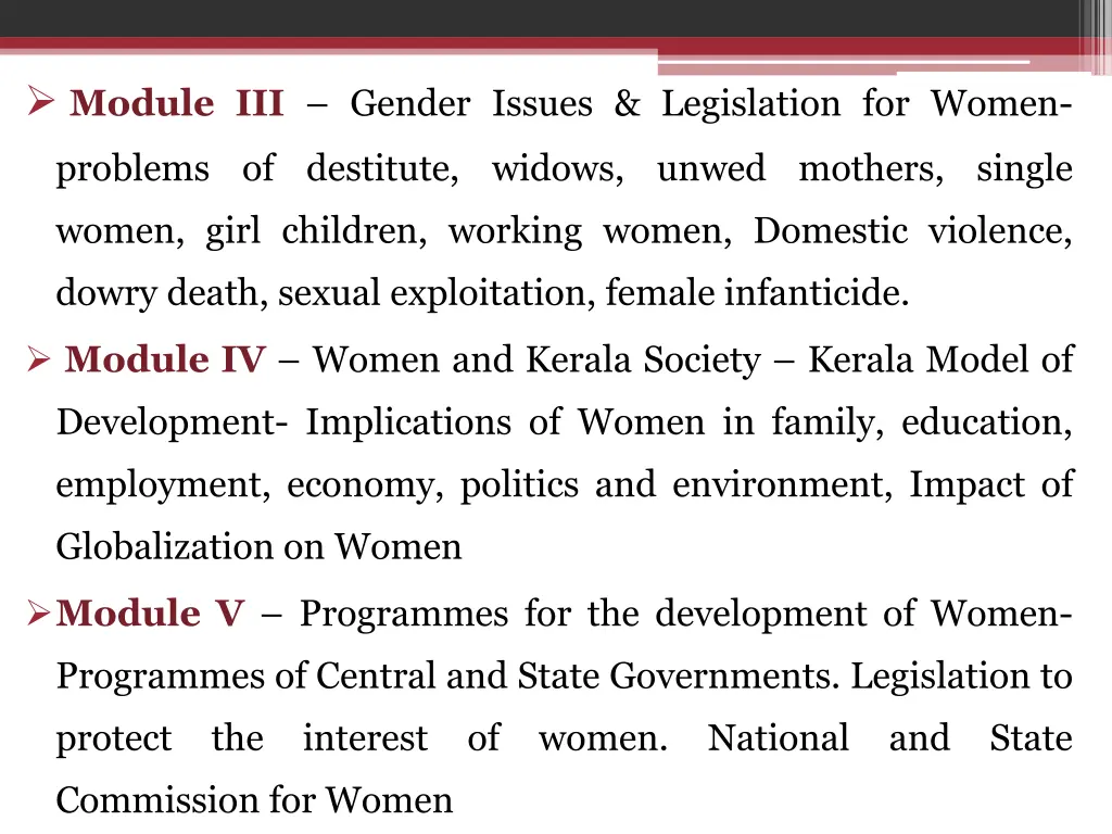 module iii gender issues legislation for women