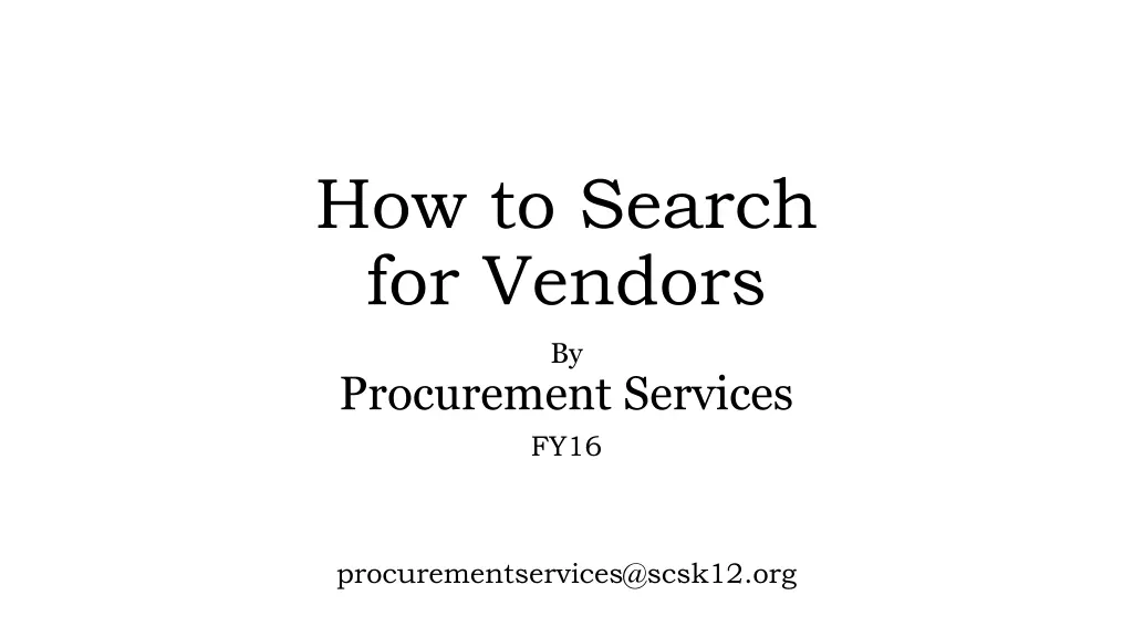 how to search for vendors