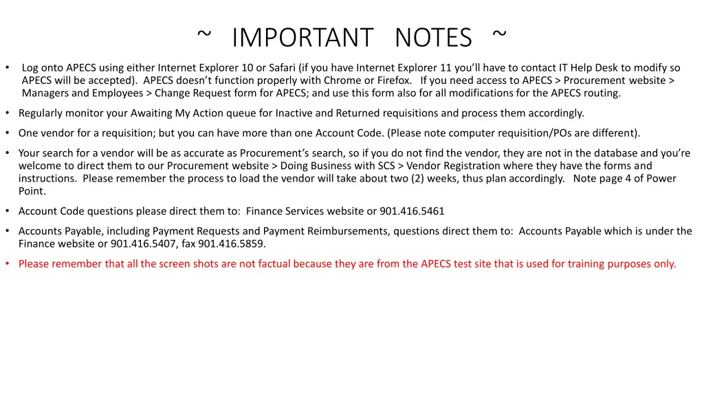important notes