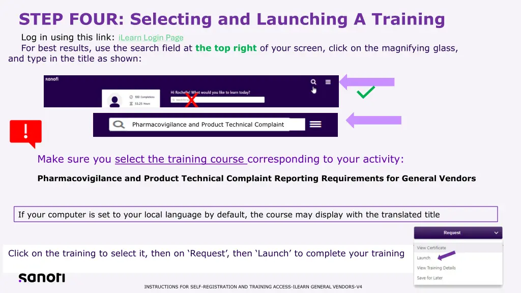 step four selecting and launching a training