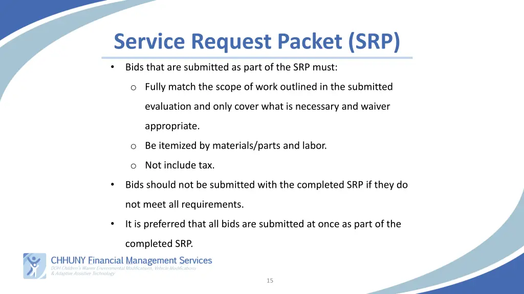 service request packet srp