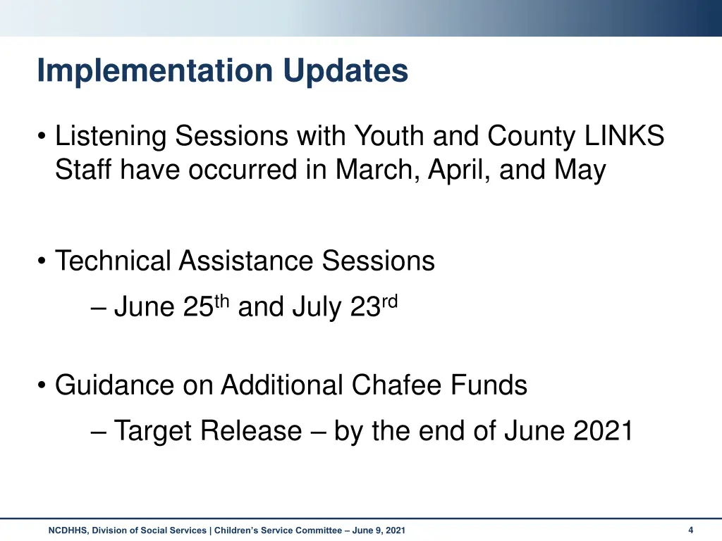 implementation updates