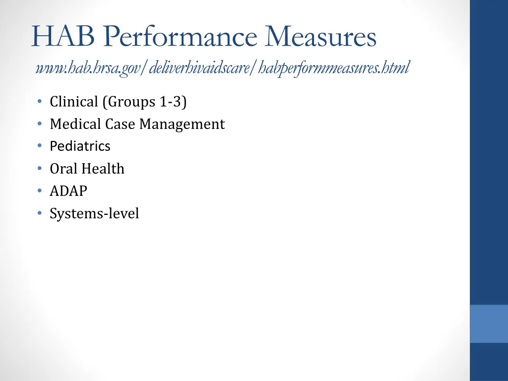 hab performance measures www hab hrsa