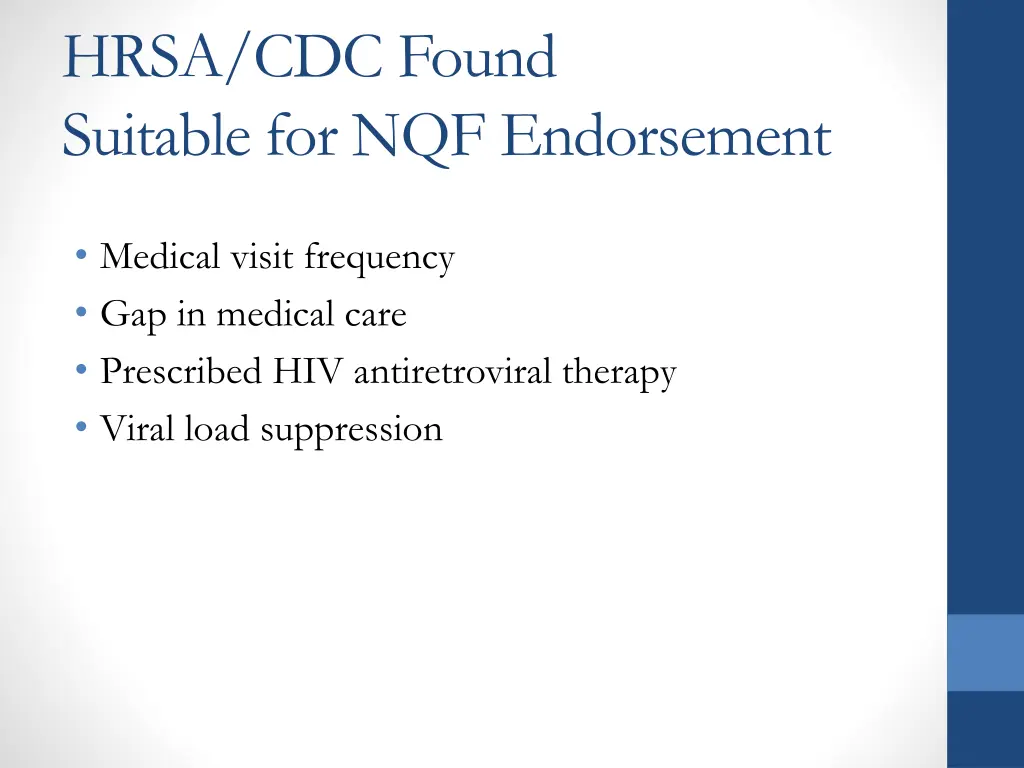 hrsa cdc found suitable for nqf endorsement