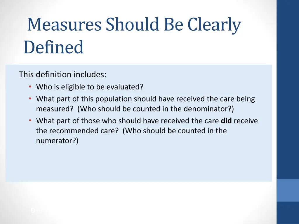 measures should be clearly defined