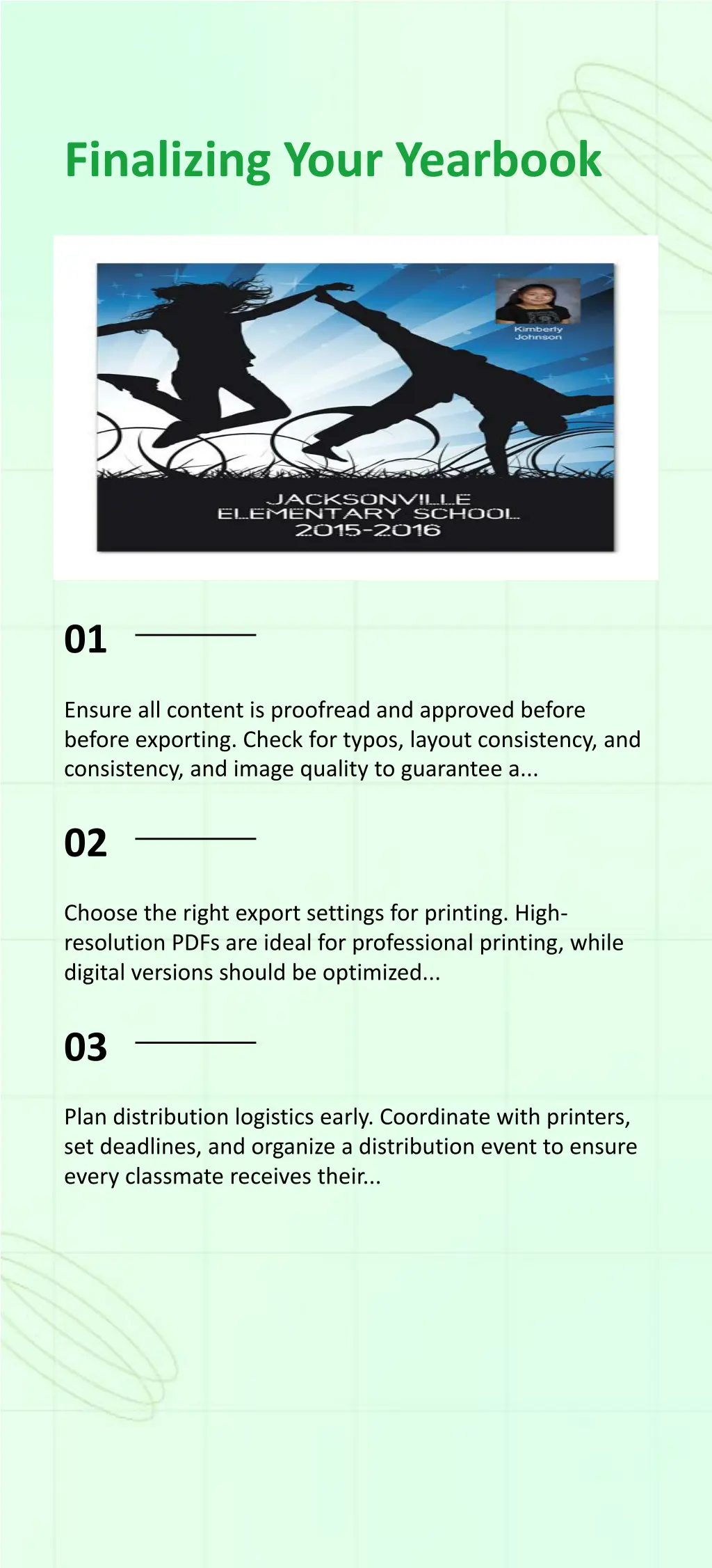 finalizing your yearbook