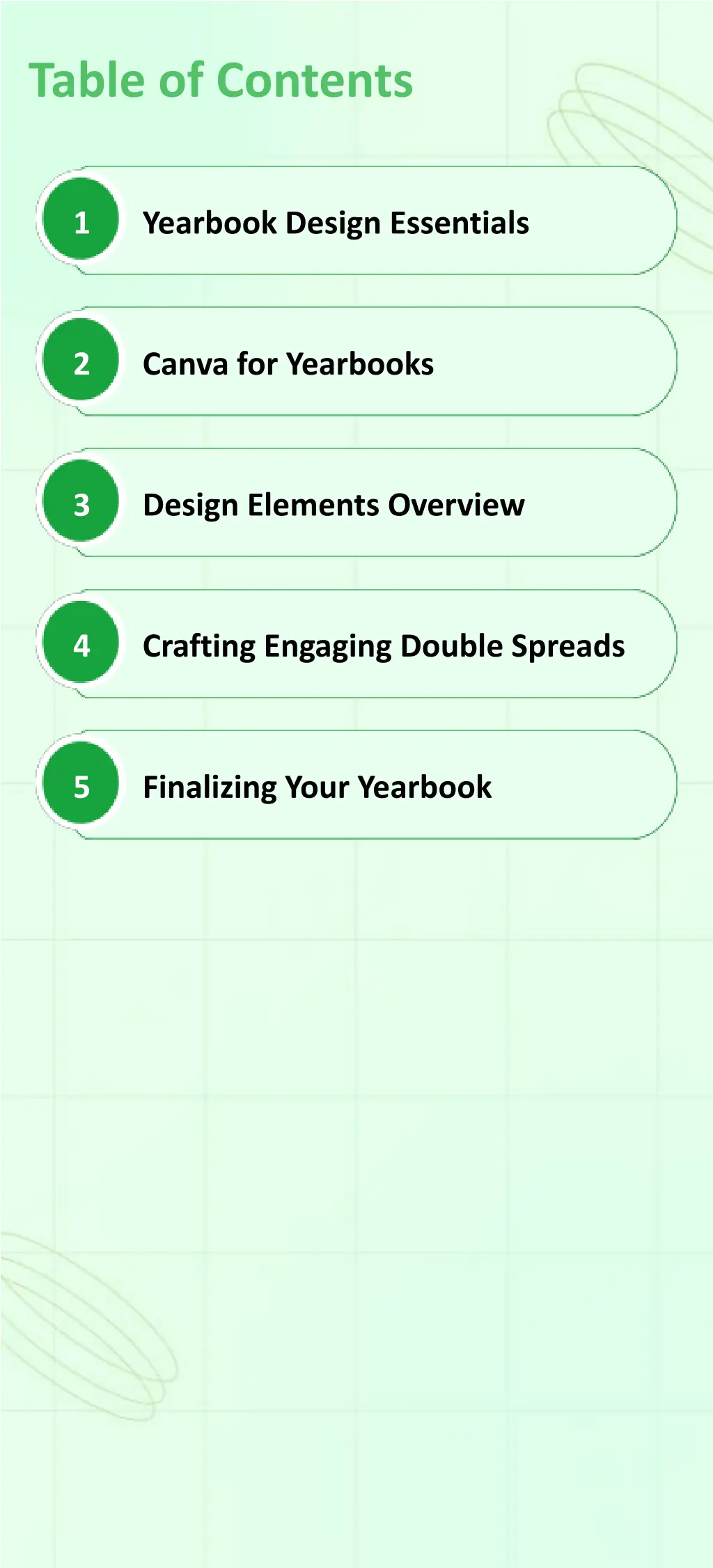 table of contents
