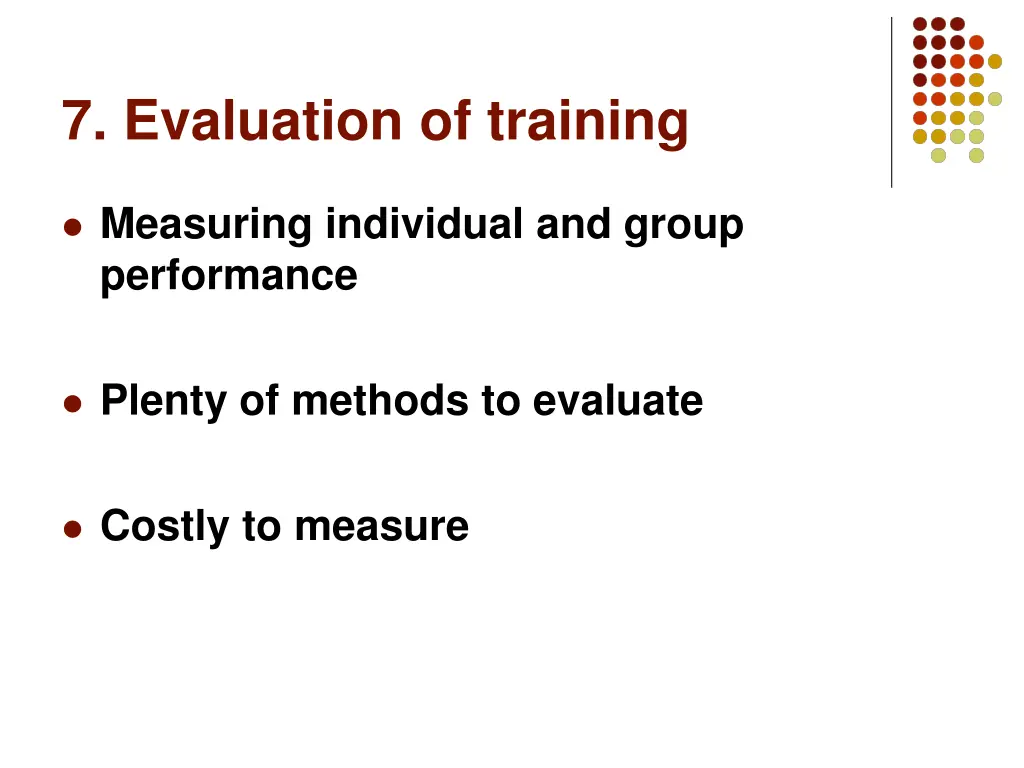 7 evaluation of training