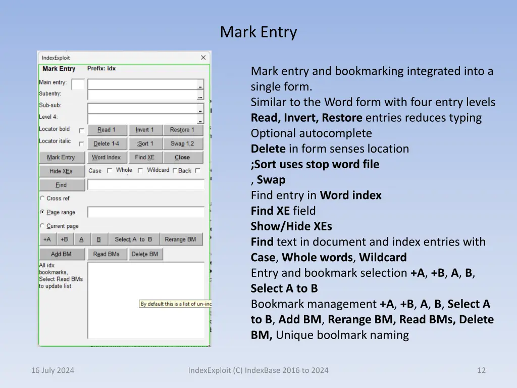 mark entry