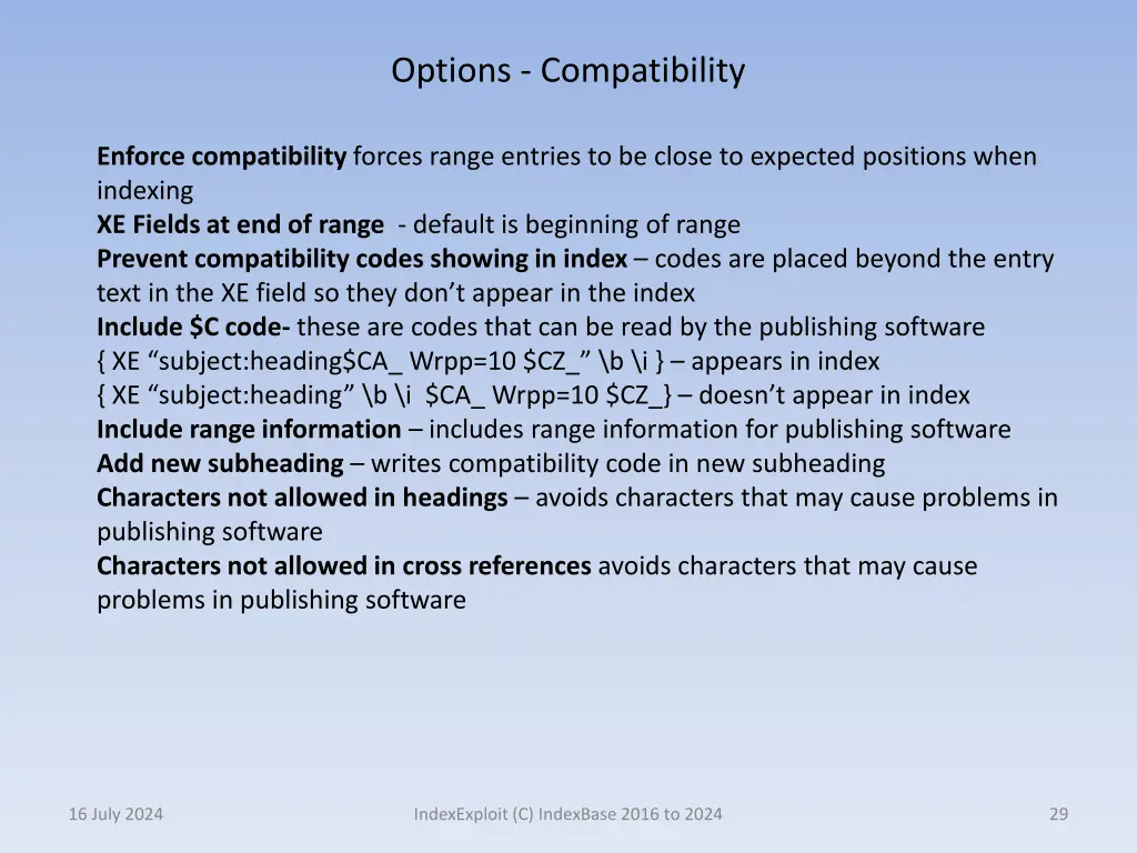 options compatibility 1
