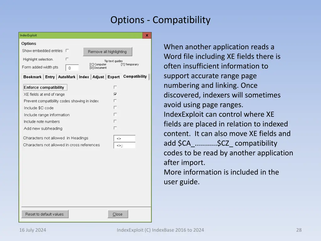 options compatibility