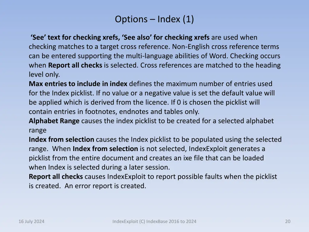 options index 1
