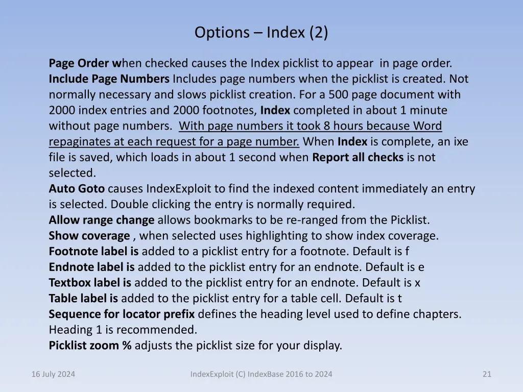 options index 2
