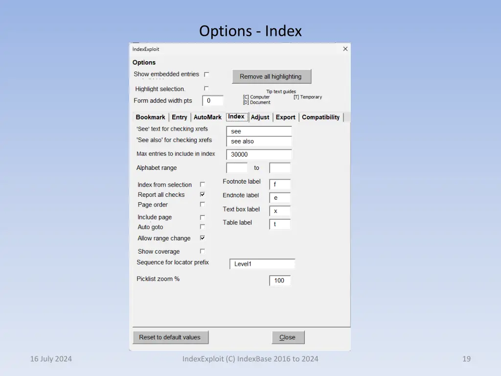 options index