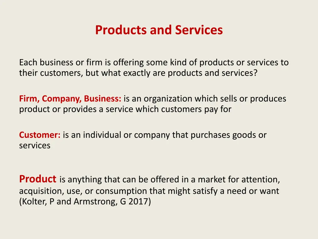 products and services