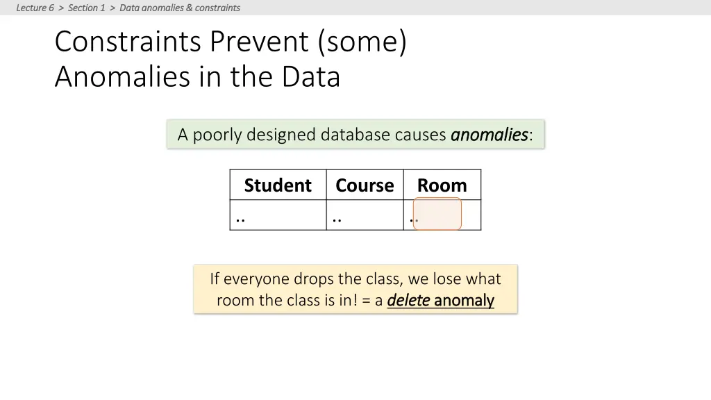 lecture 6 section 1 data anomalies constraints 3