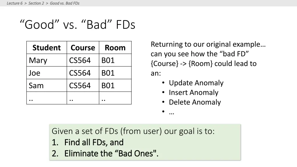 lecture 6 section 2 good vs bad fds lecture 2