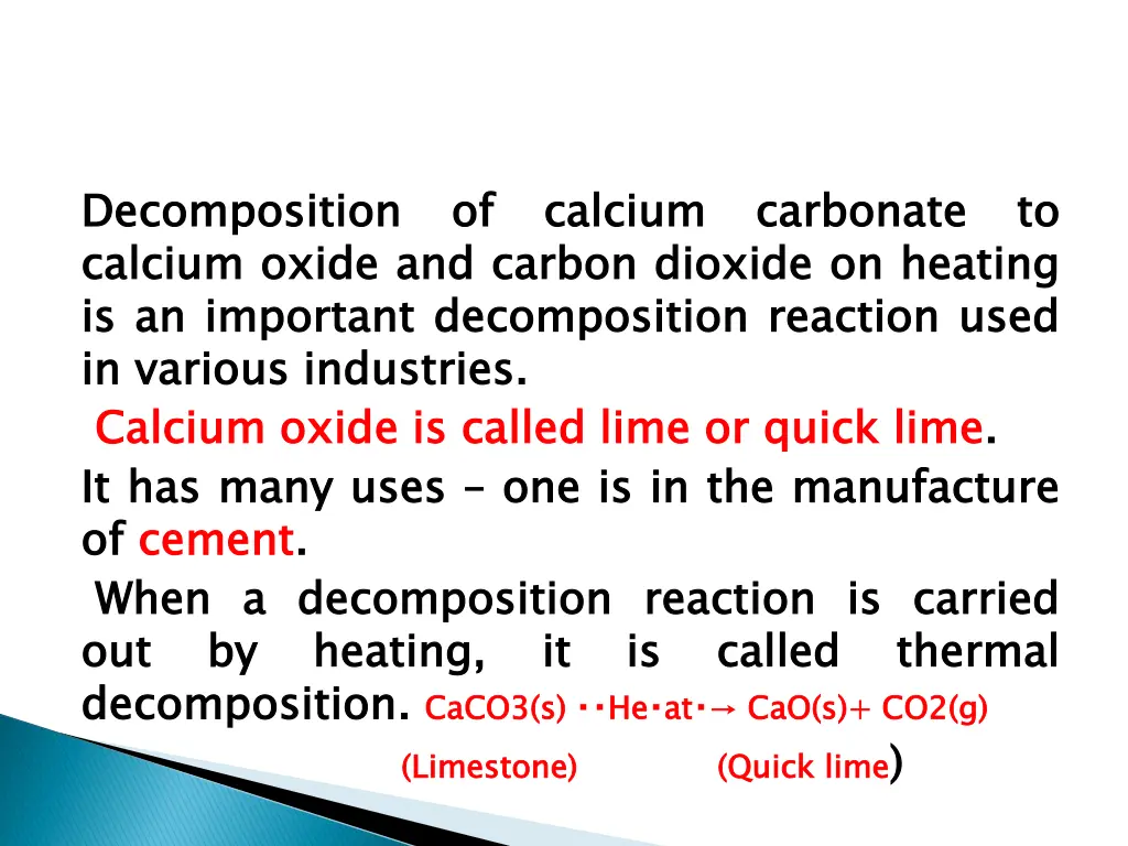 decomposition calcium is is an in calcium
