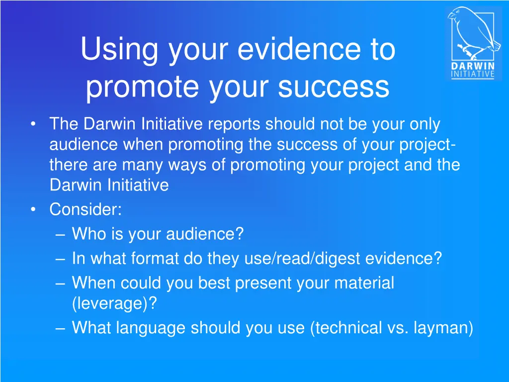 using your evidence to promote your success