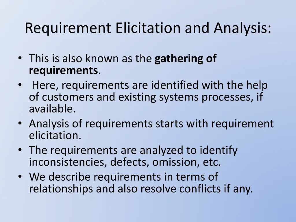 requirement elicitation and analysis