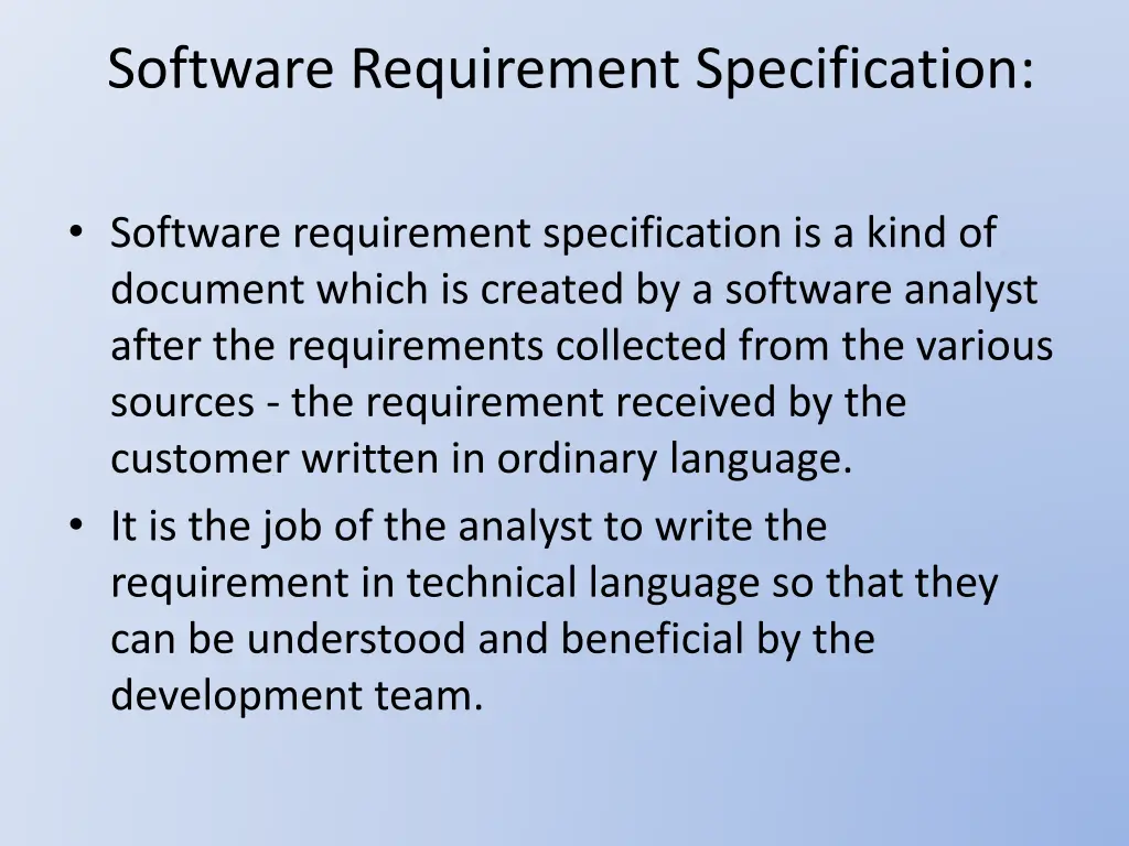 software requirement specification
