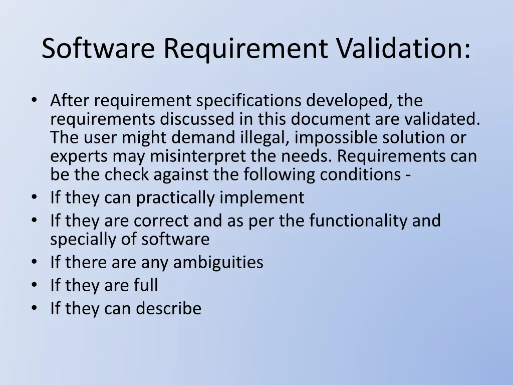 software requirement validation