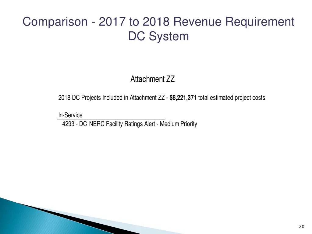 comparison 2017 to 2018 revenue requirement 13