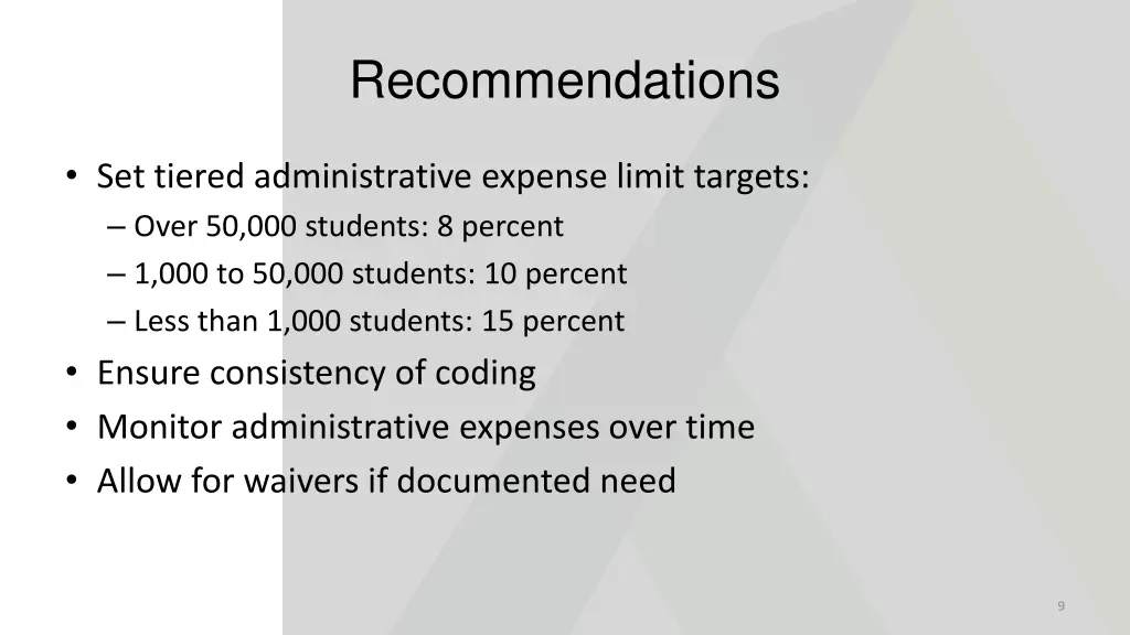 recommendations
