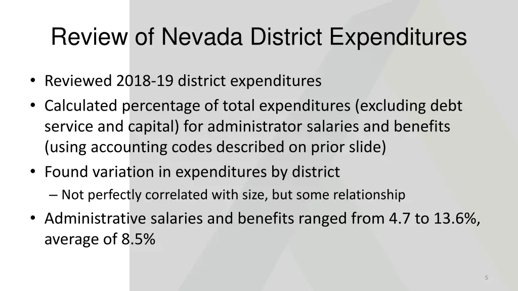 review of nevada district expenditures