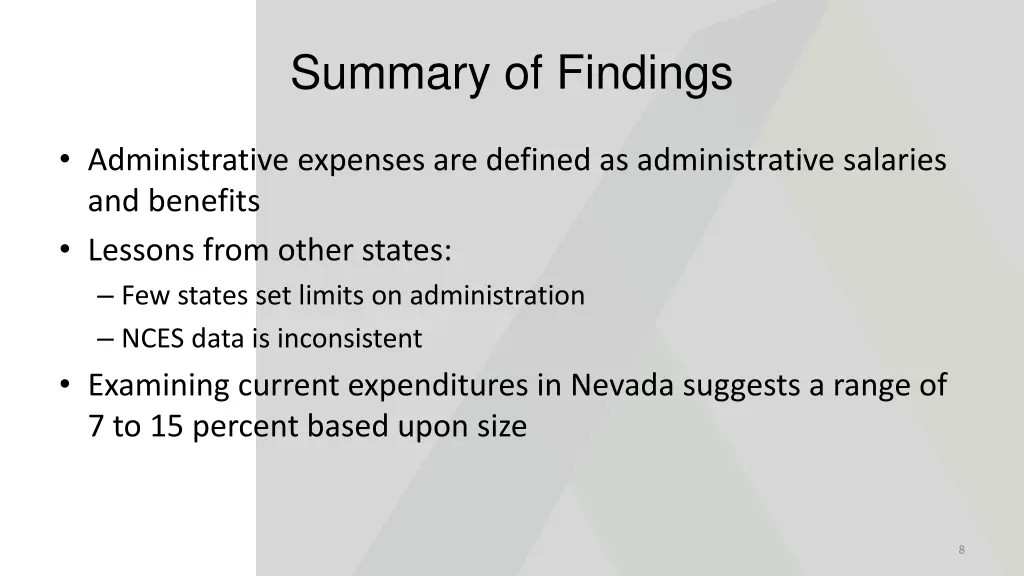 summary of findings