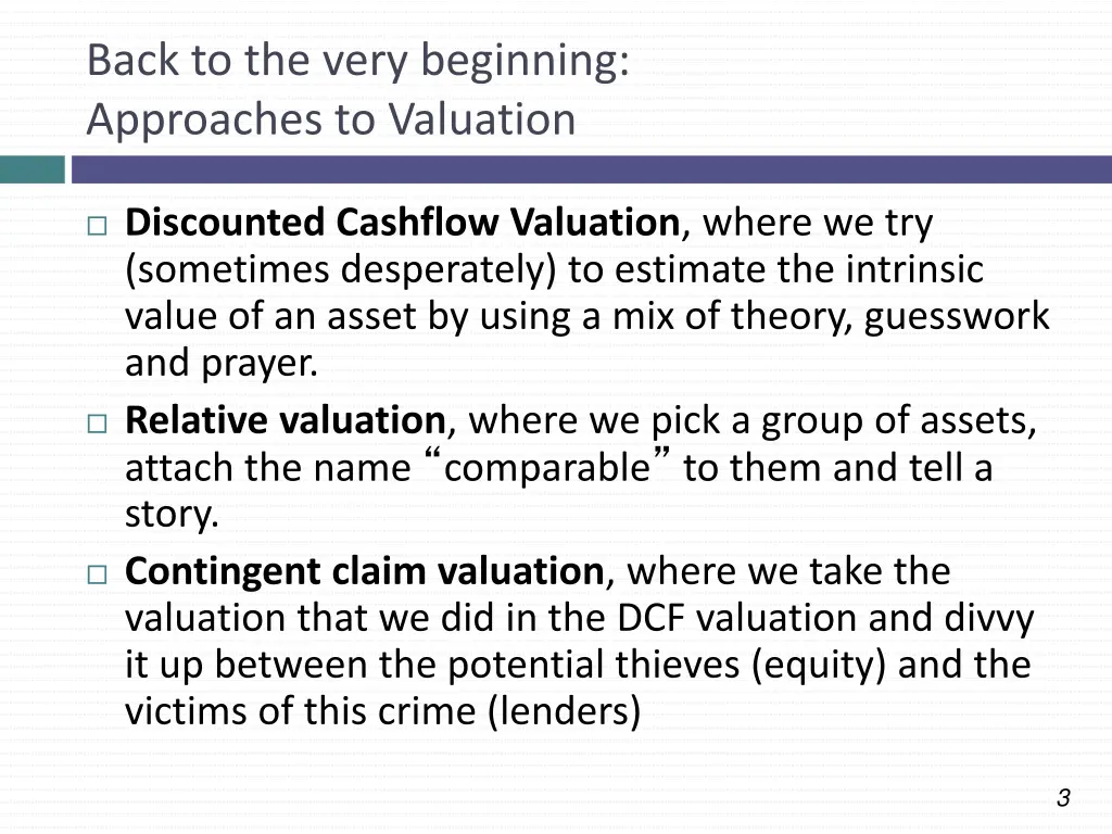 back to the very beginning approaches to valuation