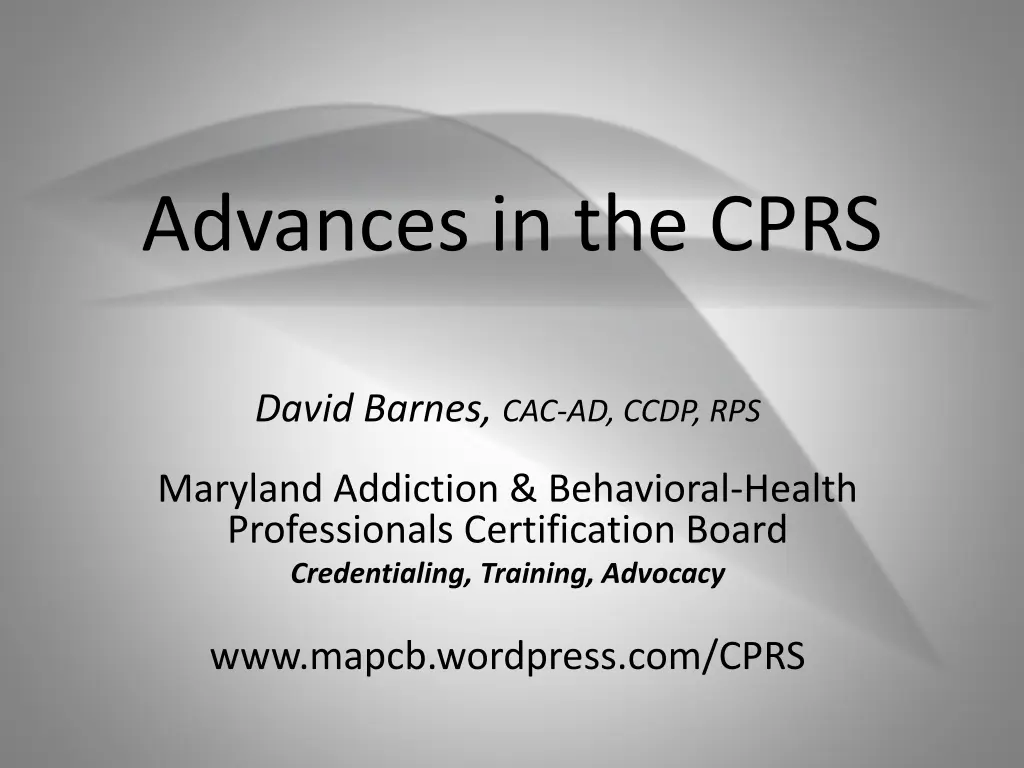 advances in the cprs