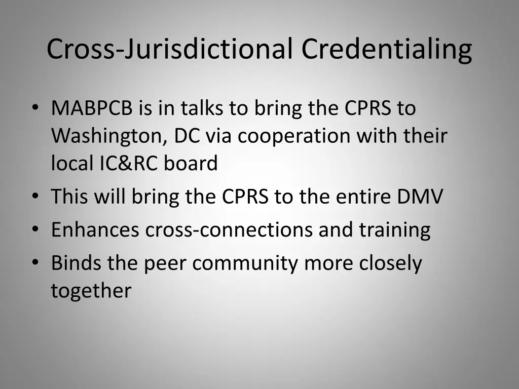 cross jurisdictional credentialing
