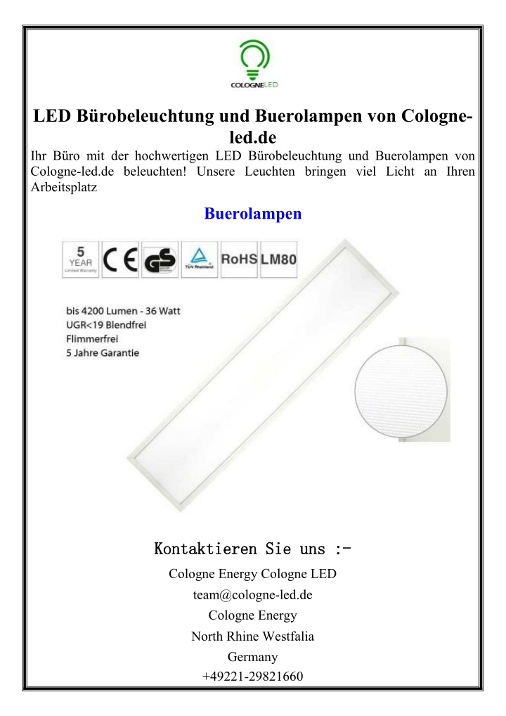led b robeleuchtung und buerolampen von cologne