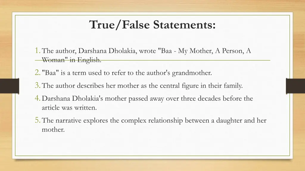 true false statements