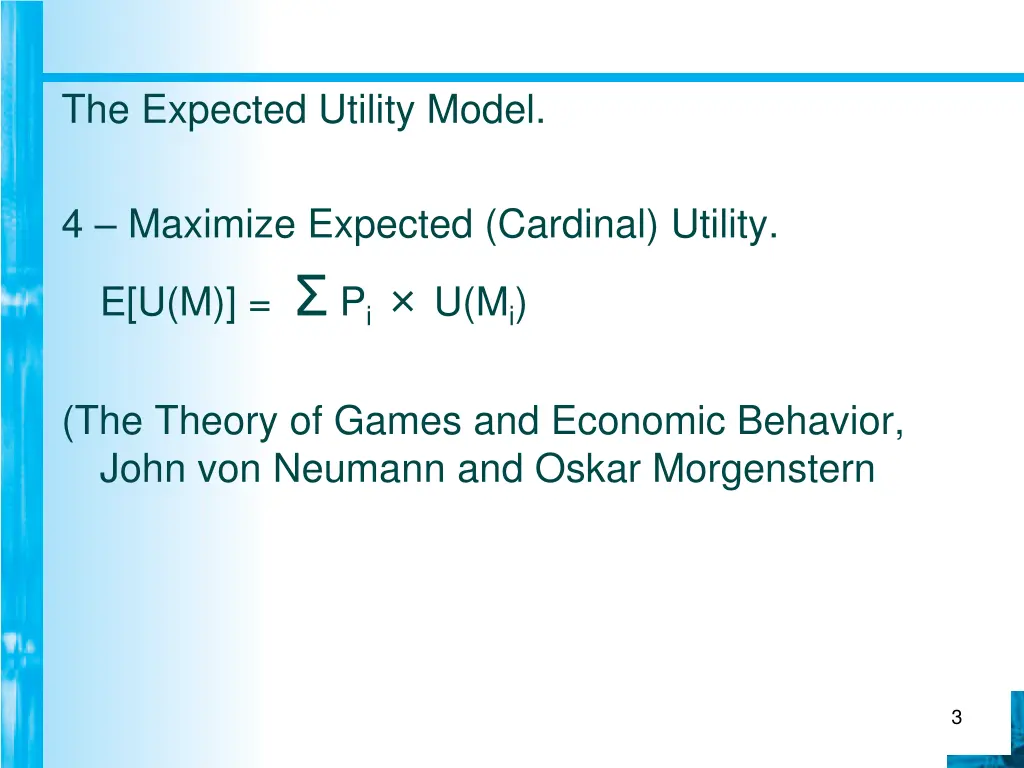 the expected utility model 1