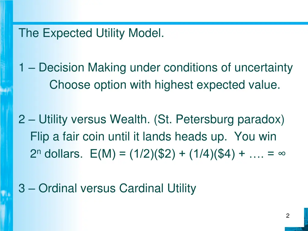 the expected utility model