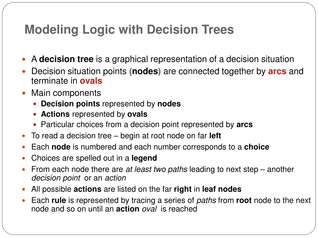 modeling logic with decision trees