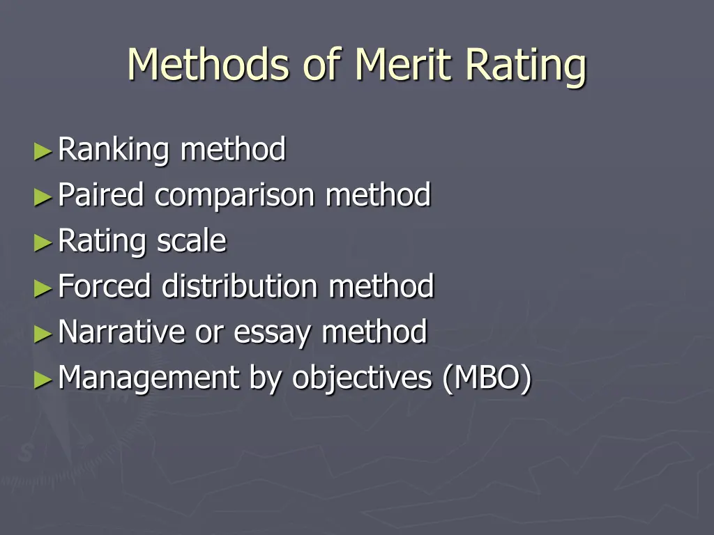 methods of merit rating