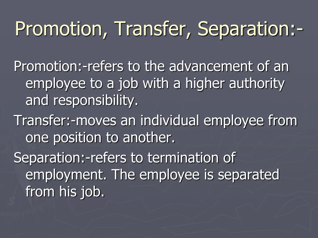 promotion transfer separation