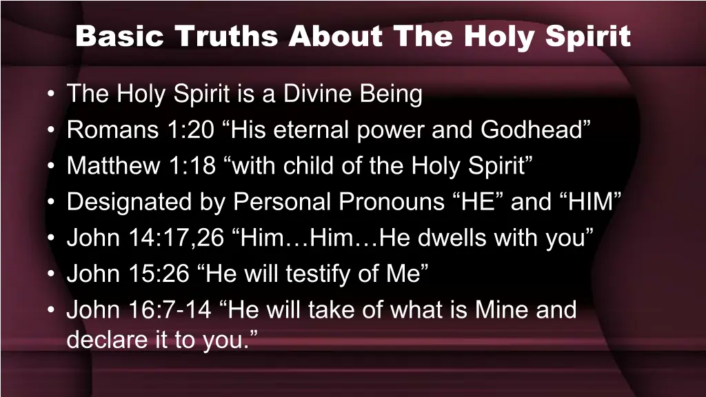 basic truths about the holy spirit