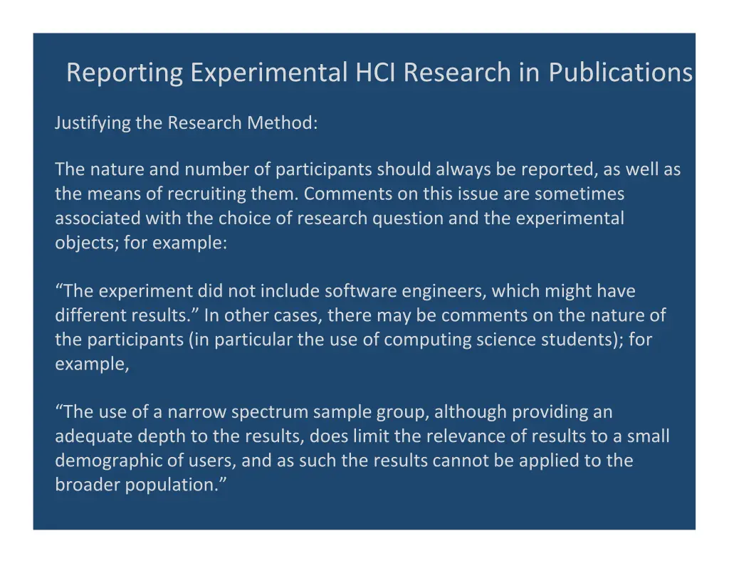 reporting experimental hci research 10