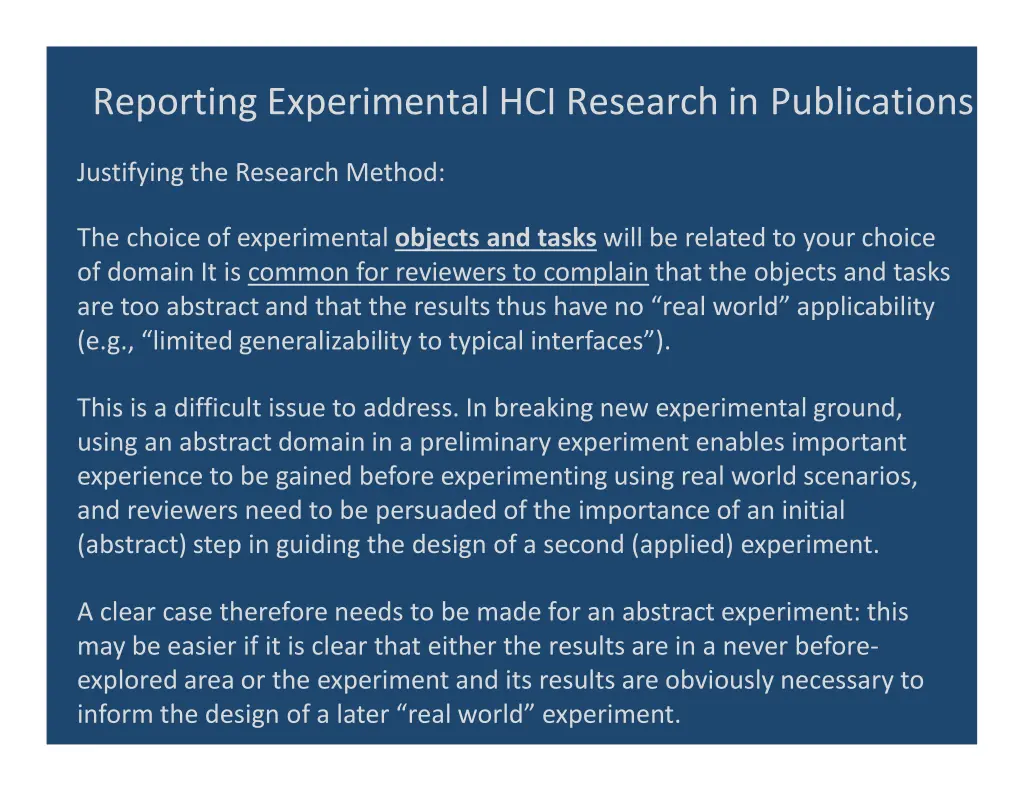 reporting experimental hci research 7