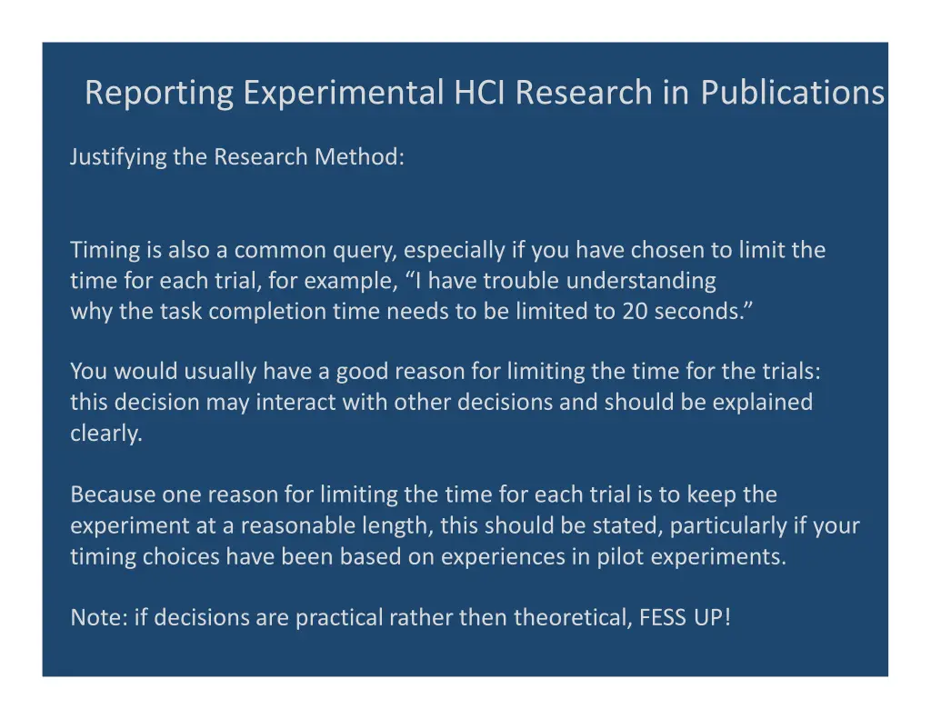 reporting experimental hci research 9