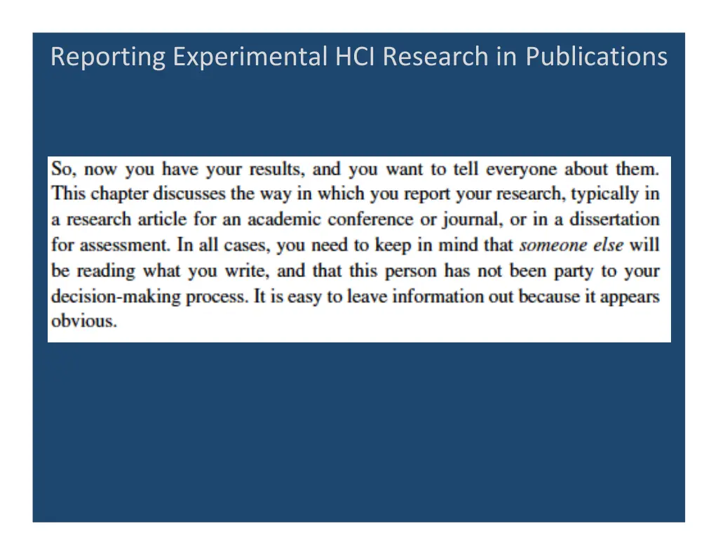 reporting experimental hci research